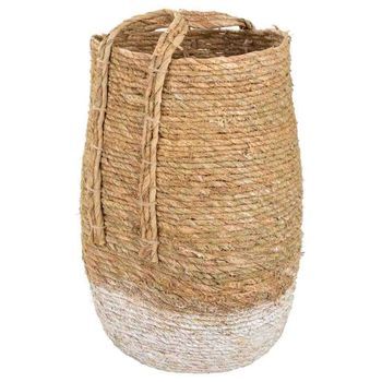 Capazo De Fibra Natural Marrón 27x37x60