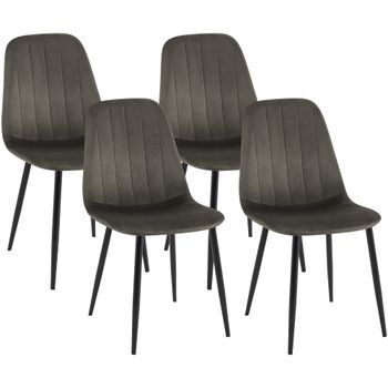 Juego De 4 Sillas De Comedor Baxter De Terciopelo Antracita 54x45x88 Cm Clp
