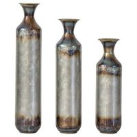 set de 3 jarrones - decoracion para salon - metal - dorado y blanco 145x145x72cm