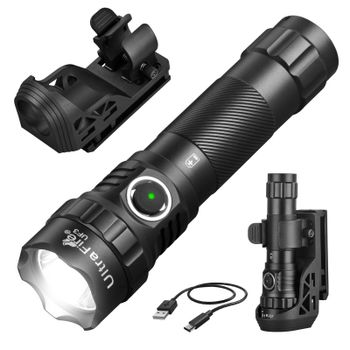 UltraFire UF3 Linterna Táctica 1200 Lúmenes Potente LED Policía 3 Modos 21700 USB C Recargable con Funda Clip Cinturón 360°