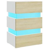 mesita noche led blanco y sonoma madera ingenieria 45x35x67 cm vidaxl