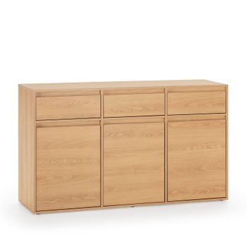 Aparador Tori 3 Puertas 3 Cajones, Color Roble, 140 Cm