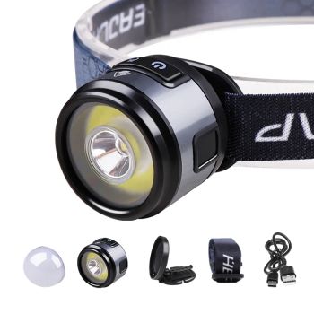 Linterna frontal con diadema, lámpara de minería recargable, tapa ultrabrillante, Clip para acampar, construcción, luz LED fuerte ajustable