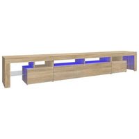 mueble de tv  mueble de salon  mueble de salon tv con luces led roble sonoma 260x365x40 cm