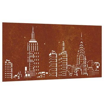 Adorno De Pared De Jardín Acero Corten Diseño Skyline 105x55 Cm Vidaxl