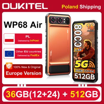 [Envío desde Polonia] Teléfono resistente 5G OUKITEL WP68 Air, 36 GB (12+24) RAM + 512 GB ROM, batería 8000mAh, carga rápida 45W, pantalla 6,88