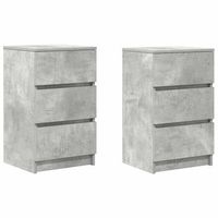 pack 2 uds mesillas de noche  mesita de noche con 3 cajones gris hormigon 39x35x65 cm