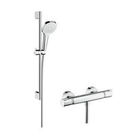 set de ducha visto hansgrohe croma select e vario con termostato ecostat comfort combi barra de ducha 65 cm 27081400