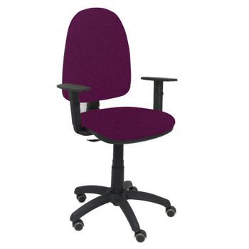 Silla De Oficina Ergonómica Con Mecanismo De Contacto Permanente, Regulable En Altura Y Ruedas De Parquet  Asiento Y Respaldo Tapizados En Tejido Bali Color Morado (brazos Regulables En Altura) Piqueras Y Crespo Modelo 04cp