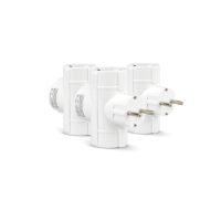 pack de 3 adaptadores de enchufe triple con toma de tierra - enchufes schuko blancos para hogar y oficina