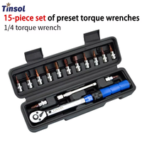 tinsol-juego de 15 uds de llaves dinamometricas para bicicleta 14  2-24nm doble direccion llave allen herramienta de enchufe llave de tipo preestablecida reparacion profesional