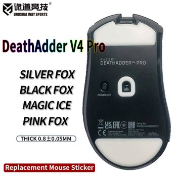 Patines de ratón inusualesWaySports pies DA Deathadder V4 Pro superficie curvada PTFE Anti colapso magia hielo rosa negro plata zorro