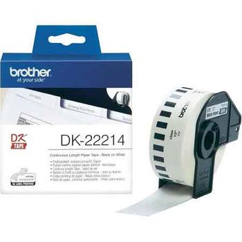Brother DK-22214 Original Continuous Paper Tape (12mm x 30.48m) Black on White