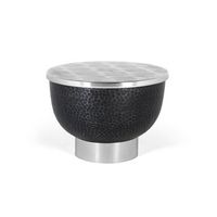 mesa de centro redonda con aluminio color gris oscuro
