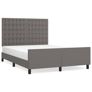 Cama De Matrimonio | Cama De Adulto | Estructura De Cama Sin Colchón Cuero Sintético Gris 140x200 Cm