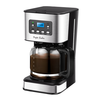 Taylor Swoden Darcy - Cafetera de goteo, pantalla LCD, filtro reutilizable, programable, función auto limpieza (descalcificación), capacidad 1,5L(12 tazas) Sin BPA.