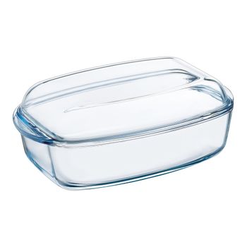 Cazuela con tapa vidrio borosilicato 38x22x11 cm