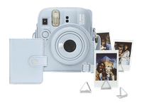kit camara instantanea - fujifilm instax mini 13 funda cuero sintetico  album de fotos clips azul helado