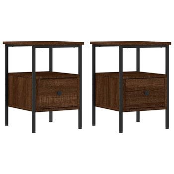 Mesitas Noche 2 Uds Madera Ingeniería Marrón Roble 34x36x50 Cm Vidaxl