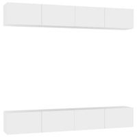 4 uds muebles tv  mueble de salon  armario tv madera de ingenieria blanco 100x30x30 cm