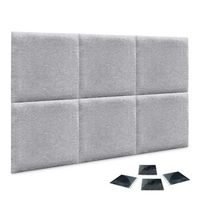 dhome juego de 6 paneles tapizados de lana ecologica pack autoadhesivos para pared acusticos absorbentes proteccion gris claro 50x50cm x6
