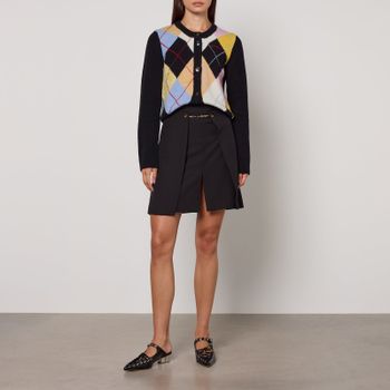 Ganni Harlequin Wool-Blend Knit Cardigan - XS