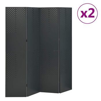 Biombos Divisores De 4 Paneles 2 Uds Antracita Acero 160x180 Cm Vidaxl