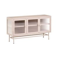 aparador moderno de acero con vidrio acanalado 3 puertas y estantes ajustables beige devon