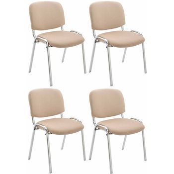 Set De 4 Sillas Confidente Ken Chrom Tela Crema 64x54x79 Cm Clp