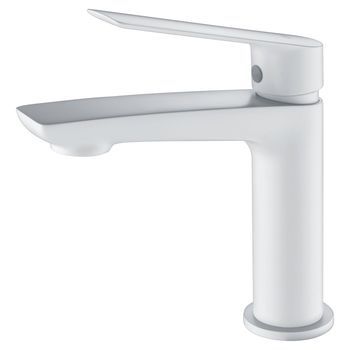 Grifo Monomando Lavabo Blanco Mate En Latón Y Zama Con Cartucho Cerámico 25 Mm