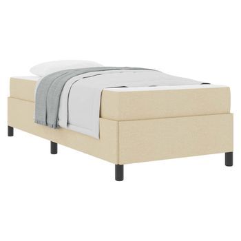 Cama Individual | Cama Para Adulto | Cama Tipo Box Spring Crema 80 X 200 Cm Tela