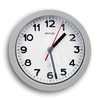 Reloj de pared radiocontrolado de plástico gris con esfera blanca (Ø 20 cm)