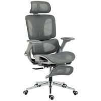 homcom silla de oficina ergonomica con reposabrazos 4d reposacabezas y profundidad dasiento ajustables malla gris