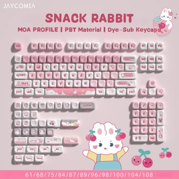 MOA-teclas de conejo para teclado mecánico, teclas de Material Dye-Sub, conjunto grande para teclado mecánico 60%, Wooting Hi75 MX Cherry Switch