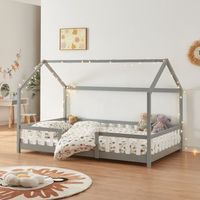 cama para ninos sisimiut forma de casa pino 120x200 cm gris encasa