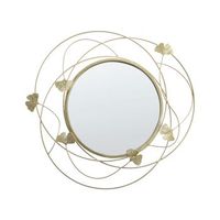 espejo de pared de metal dorado motivos con forma de hoja 47 cm glamour sala de estar dormitorio anglet