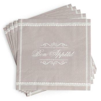 Paquete de 20 servilletas de papel gris 33x33 cm BON APPETIT