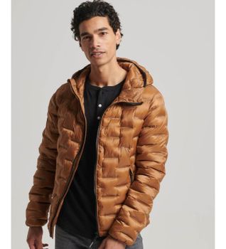 Superdry para hombre. M5011811A Chaqueta acolchada corta marrón (M), Casual, Poliéster