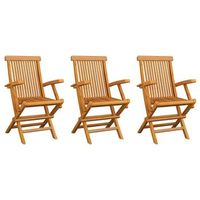 pack 3 uds sillas de jardin  silla de exterior  sillon madera maciza de teca