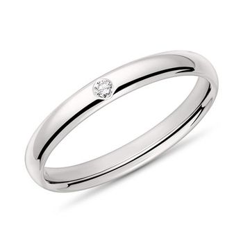 Anillo de mujer en oro blanco de 14 quilates con diamante