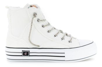 deportivas medias de lona con cordones de strass white 36