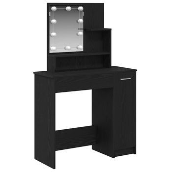 Mesa Tocador | Mesa De Maquillaje Con Cajón Roble Negro 86,5 X 35 X 136 Cm