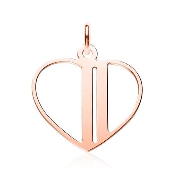 Colgante de plata 925 bañado en oro rosa corazón, grabable