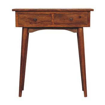 Consola De Pasillo De Madera Maciza, Mueble Artesanal, Mini Castaño