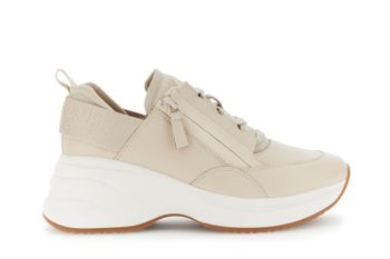 zapatillas de running con cremallera y forro de piel beige