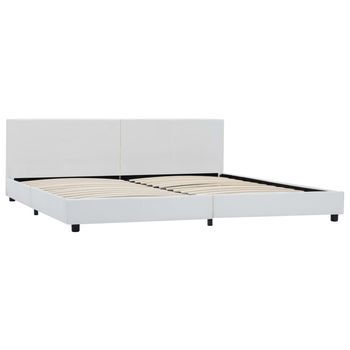 Cama Matrimonial | Cama Doble | Estructura De Cama De Cuero Sintético Blanco 180x200 Cm Cfw23427