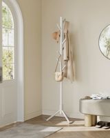 perchero de pie de madera maciza para ropa de color beige capuchino