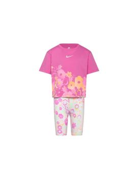 Conjunto Nike Nkg Flow-Ral Aop Bike Short Se Niña Pure Platinum