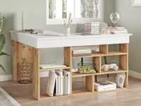 escritorio con estantes decor pino y blanco l180 cm