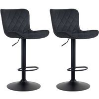 set de 2 taburetes de bar emma terciopelo negro 54x48x83 cm clp